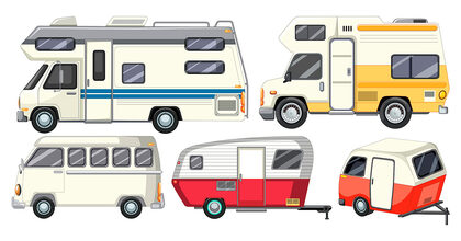 Una caravana y una autocaravana aparcadas una junto a la otra