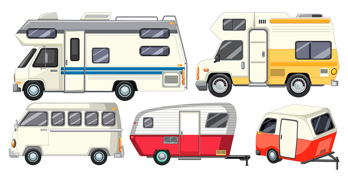 Una caravana y una autocaravana aparcadas una junto a la otra